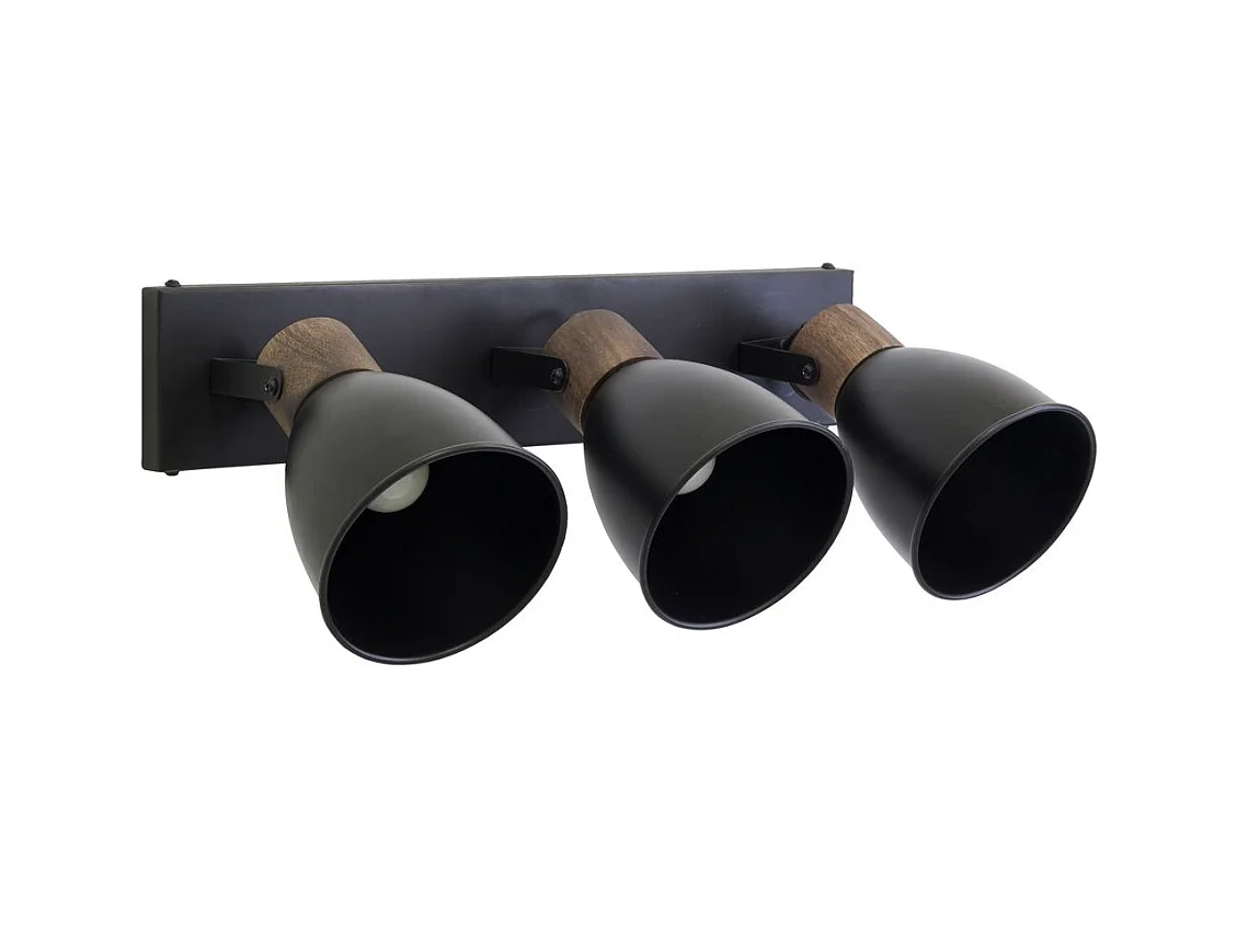 Applique murale en bois de manguier et métal 3 lampes