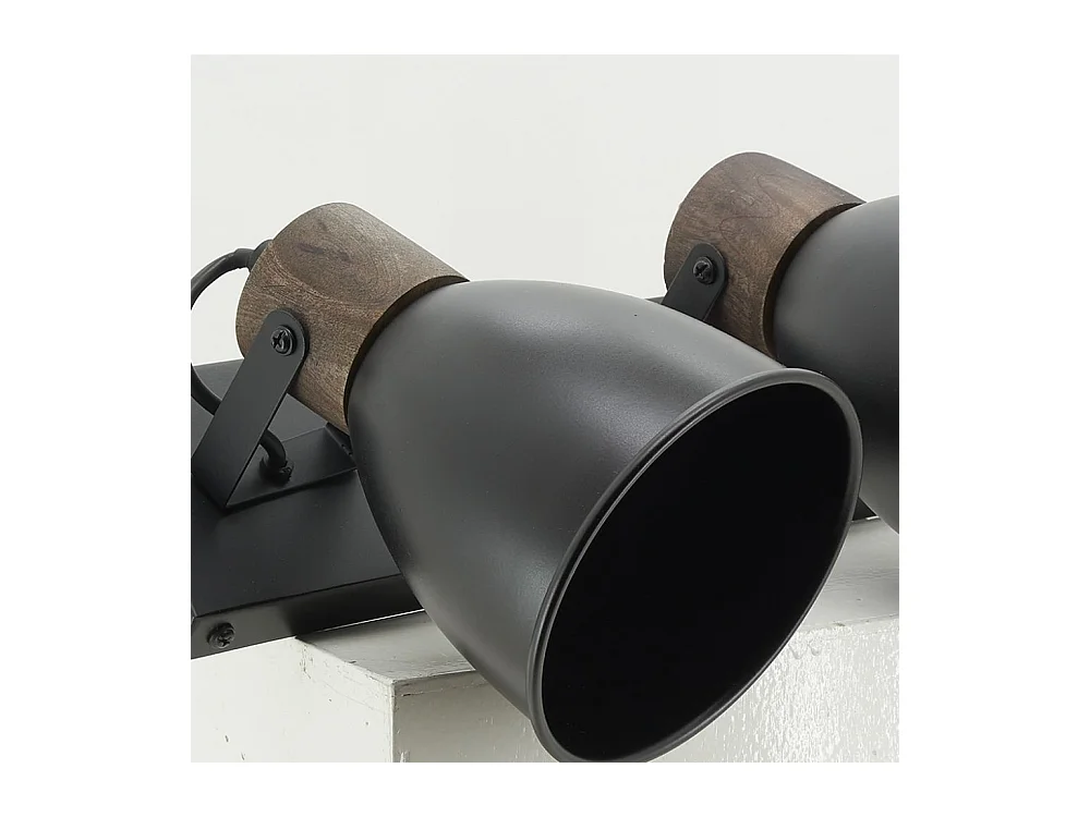 Applique murale en bois de manguier et métal 3 lampes