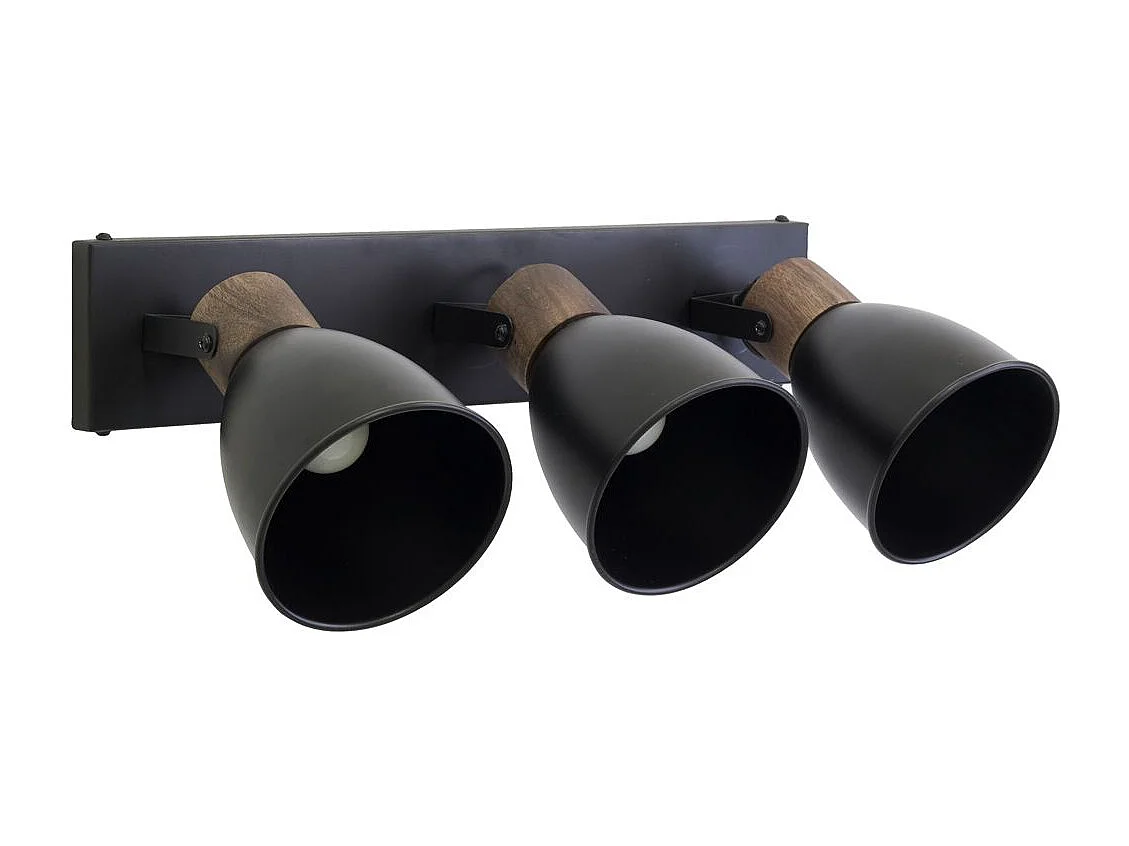 Applique murale en bois de manguier et métal 3 lampes