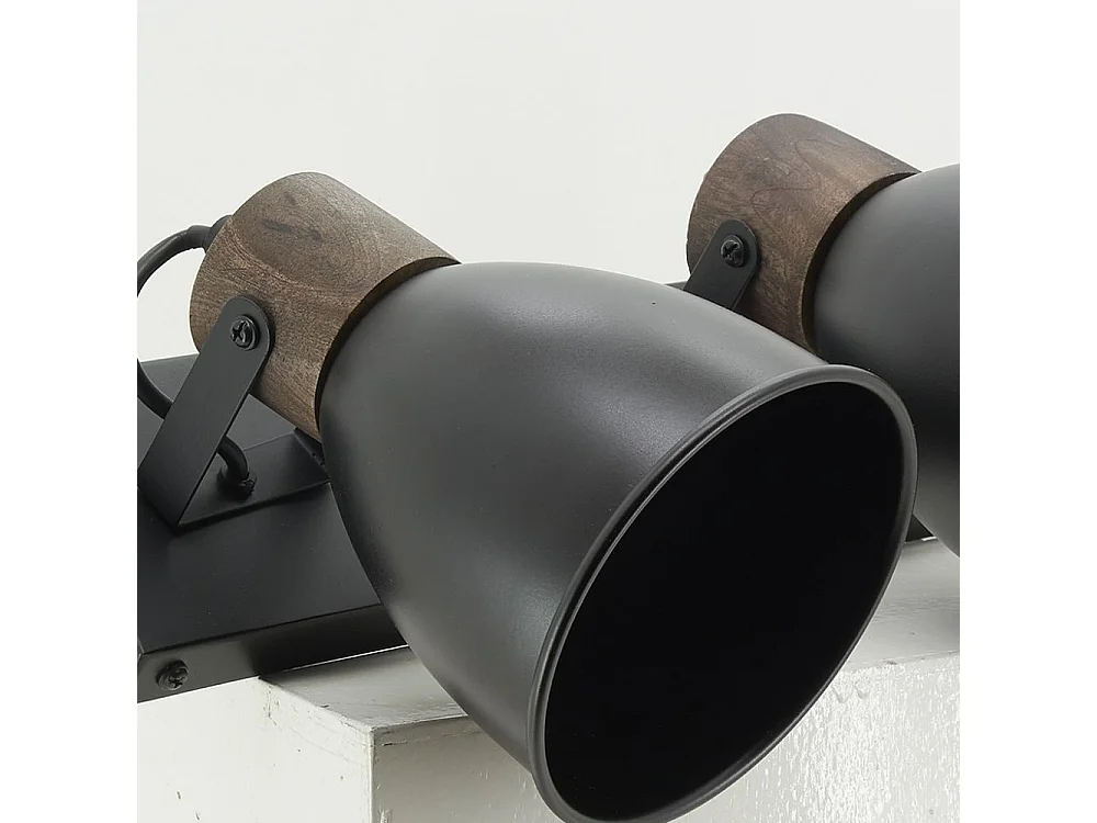 Applique murale en bois de manguier et métal 3 lampes