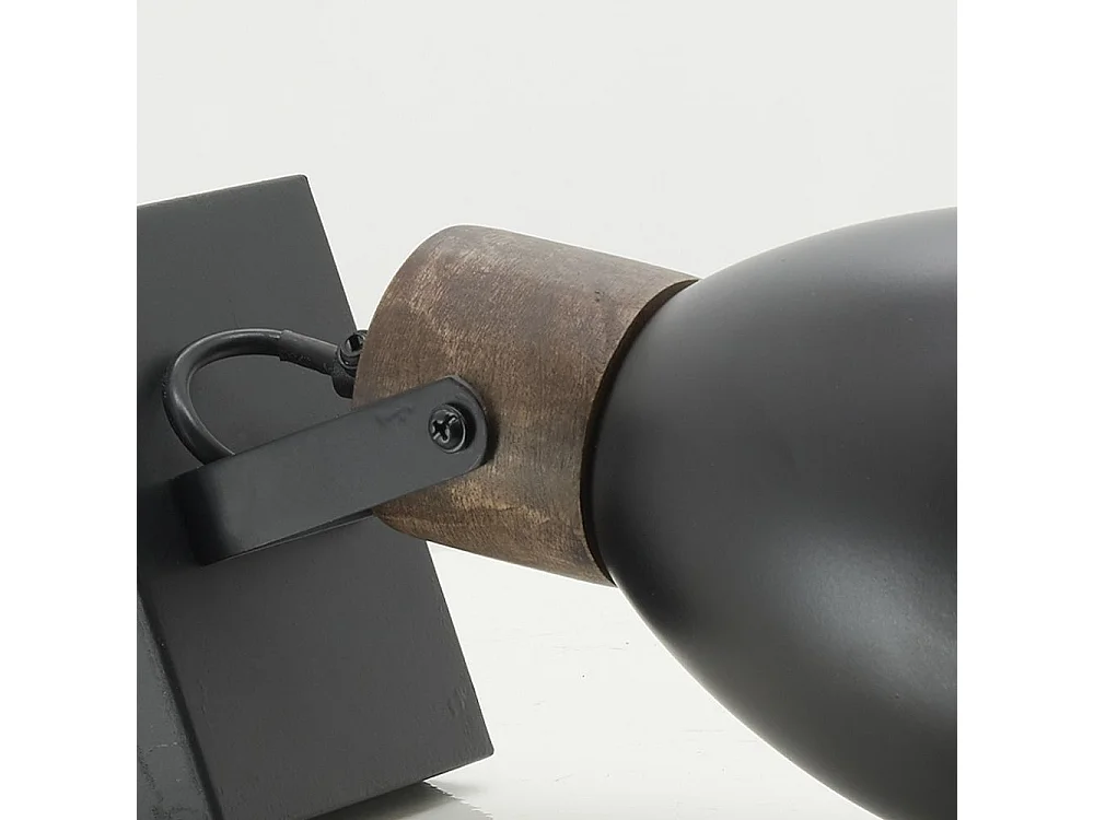 Wandleuchte aus Mangoholz und Metall 1 Lampe