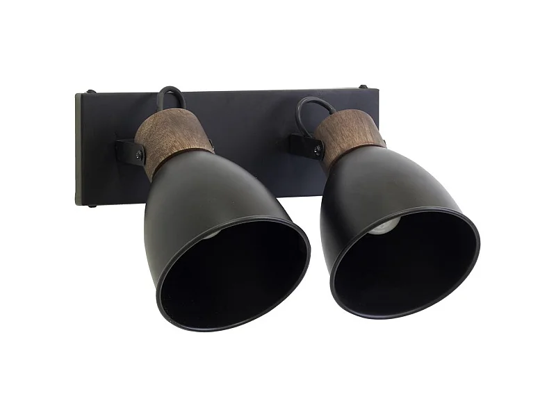 Applique murale en bois de manguier et métal 2 lampes