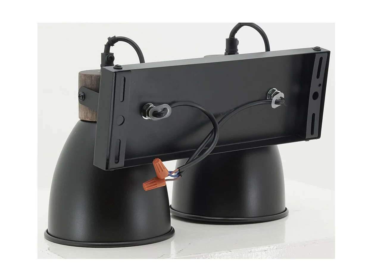 Applique murale en bois de manguier et métal 2 lampes