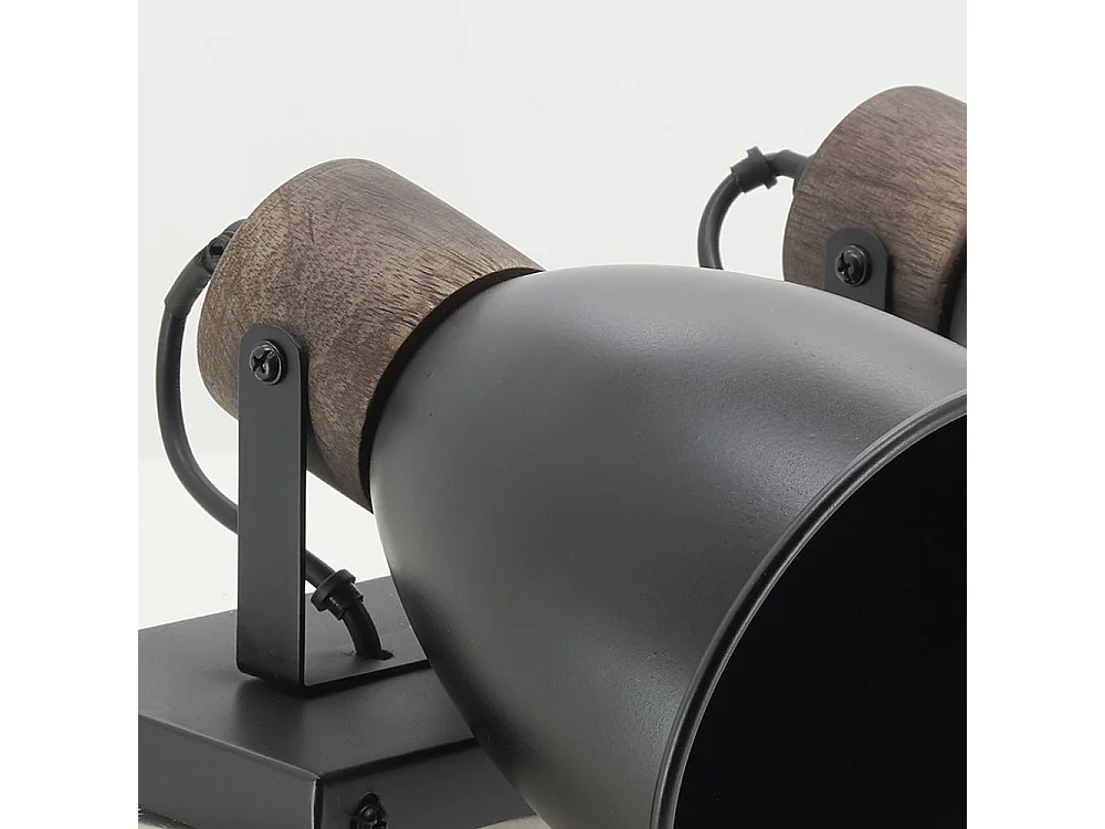 Applique murale en bois de manguier et métal 2 lampes