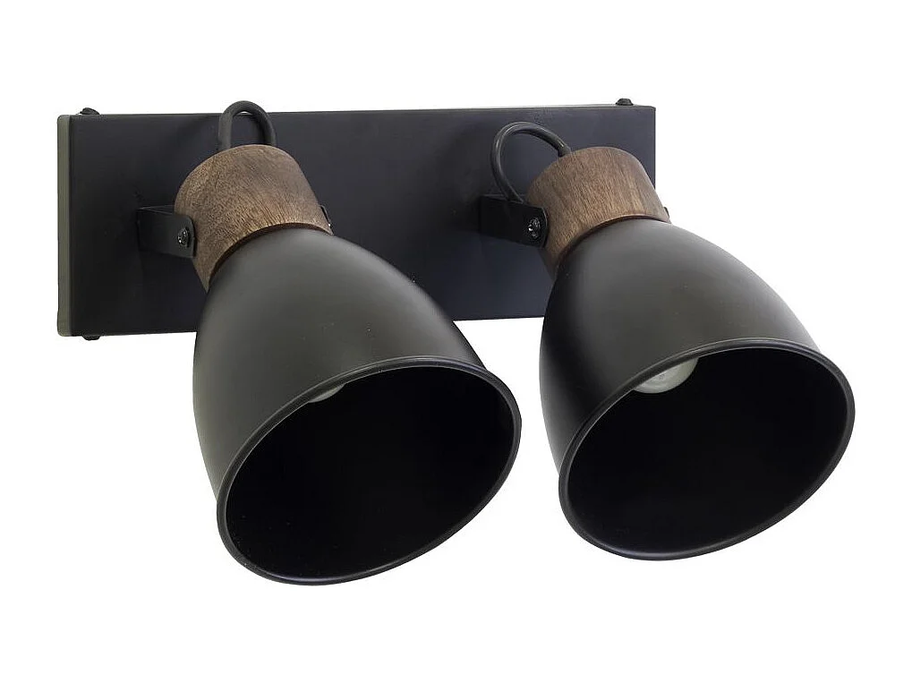 Applique murale en bois de manguier et métal 2 lampes