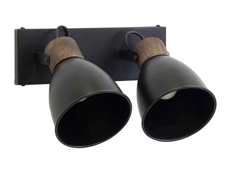 Applique murale en bois de manguier et métal 2 lampes