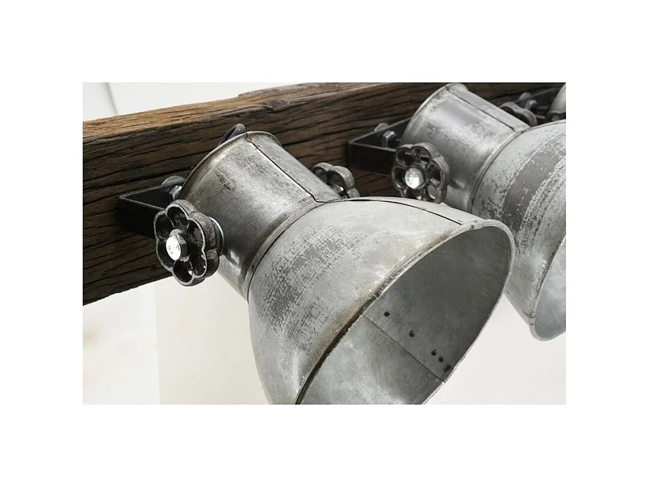 Applique en bois recyclé et métal 4 lampes