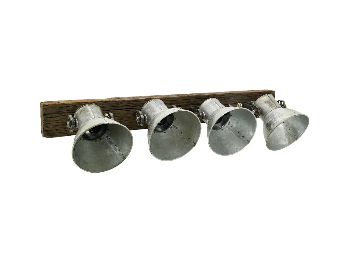 Applique en bois recyclé et métal 4 lampes
