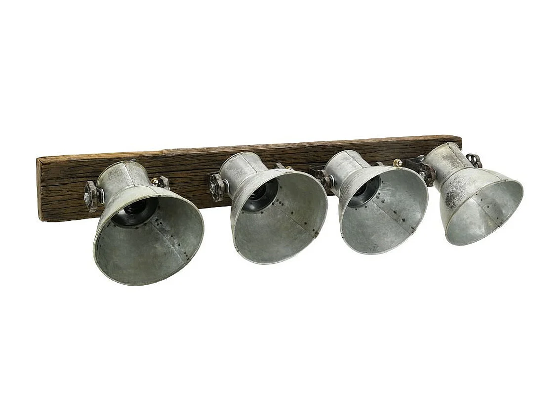 Applique en bois recyclé et métal 4 lampes