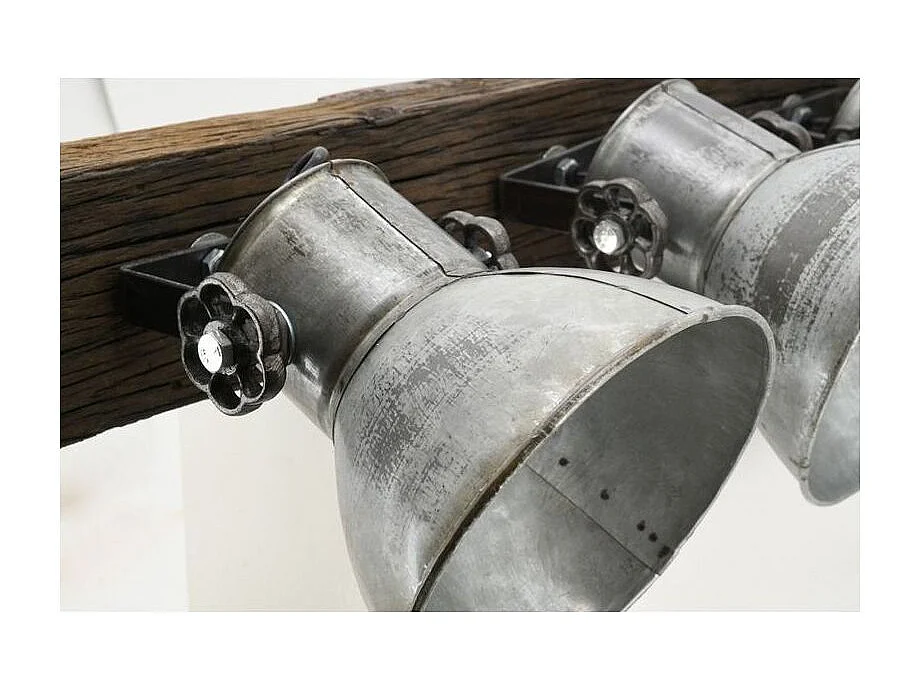 Applique en bois recyclé et métal 4 lampes