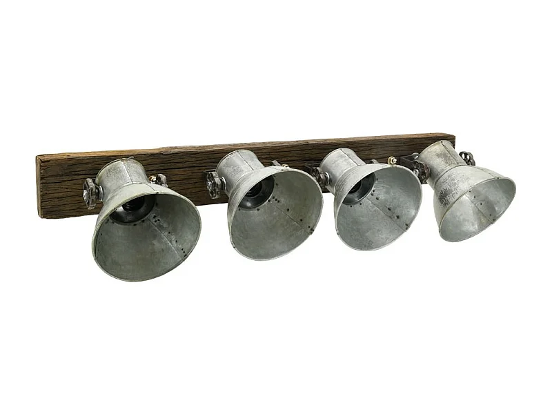 Applique en bois recyclé et métal 4 lampes