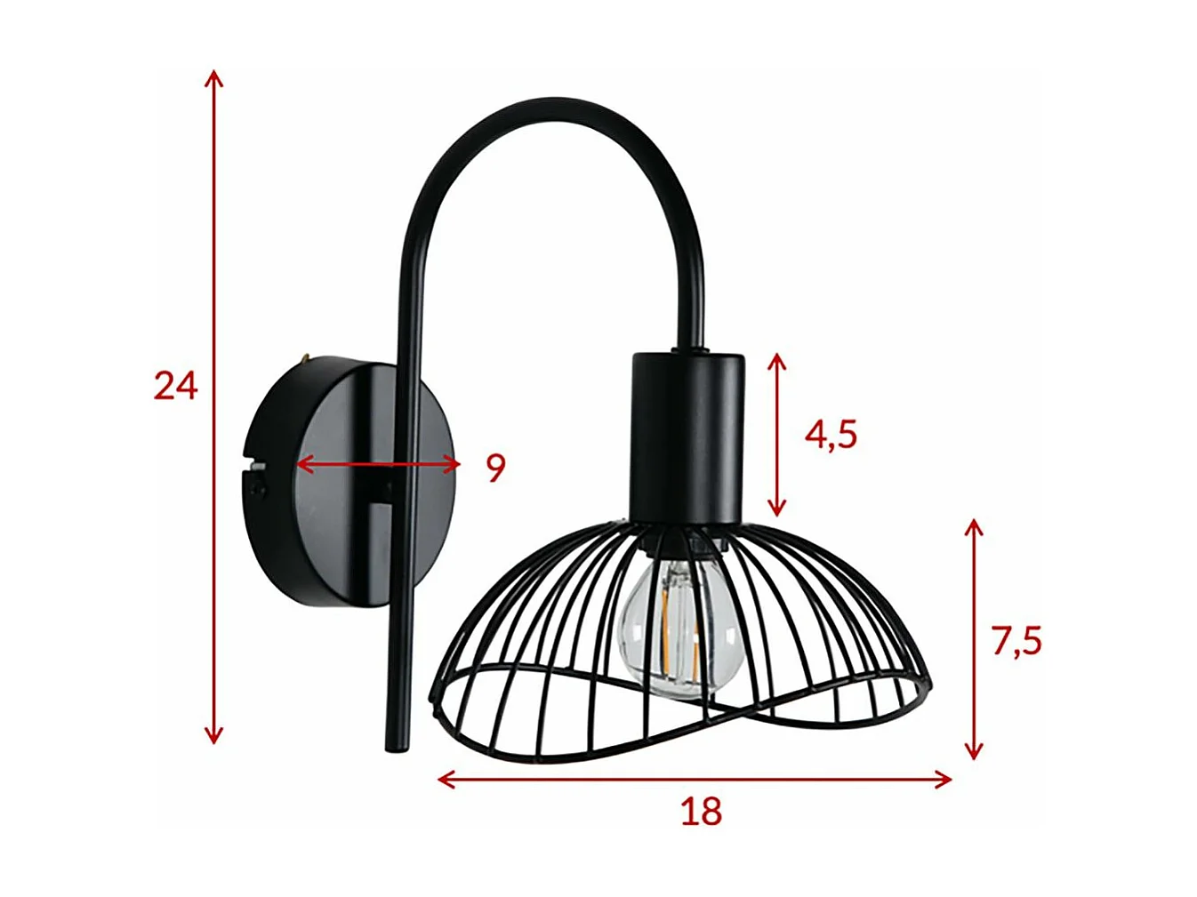 Applique Murale Design "Elsa" 26cm Noir