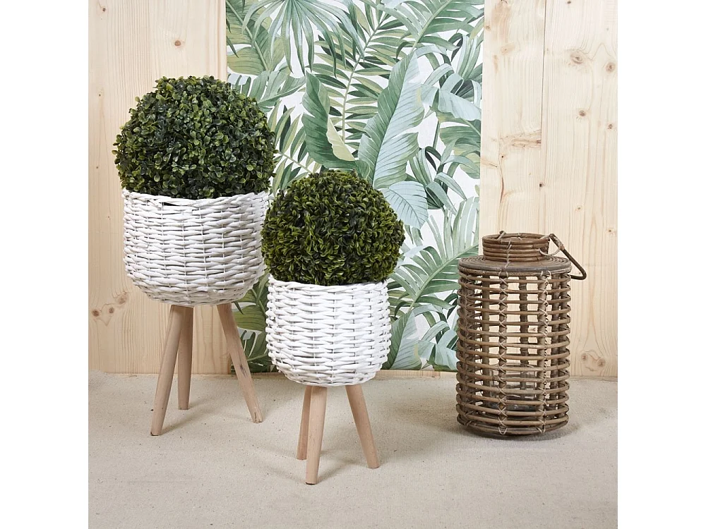 Gartenlaterne aus grauem Poelet-Rattan