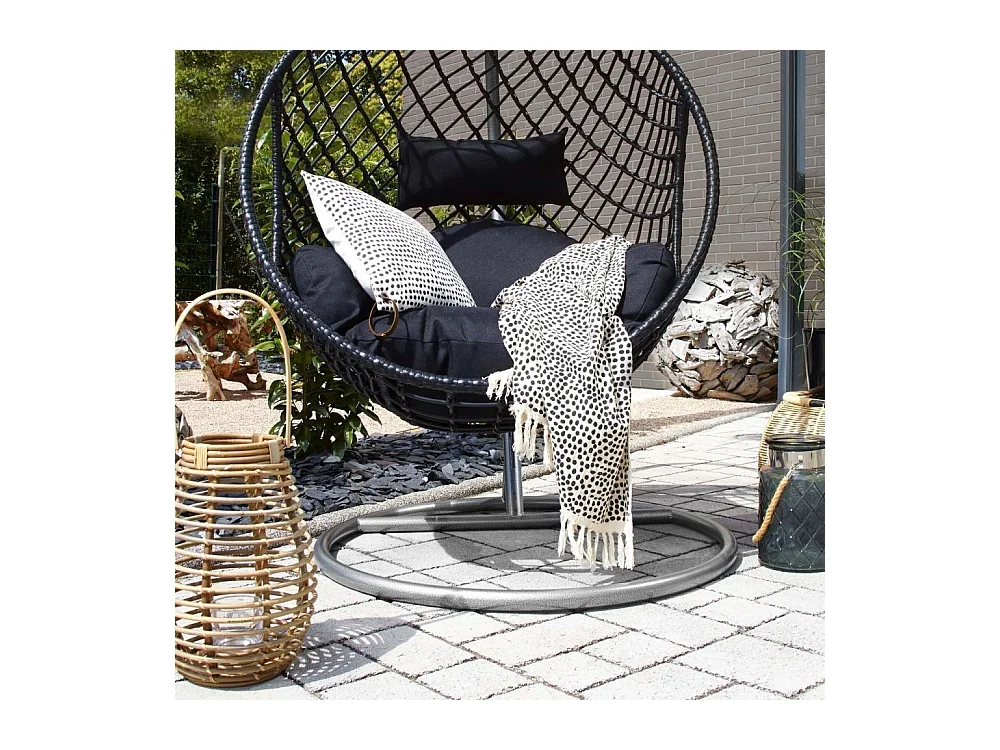 Laterne aus grauem Poelet-Rattan und Glas