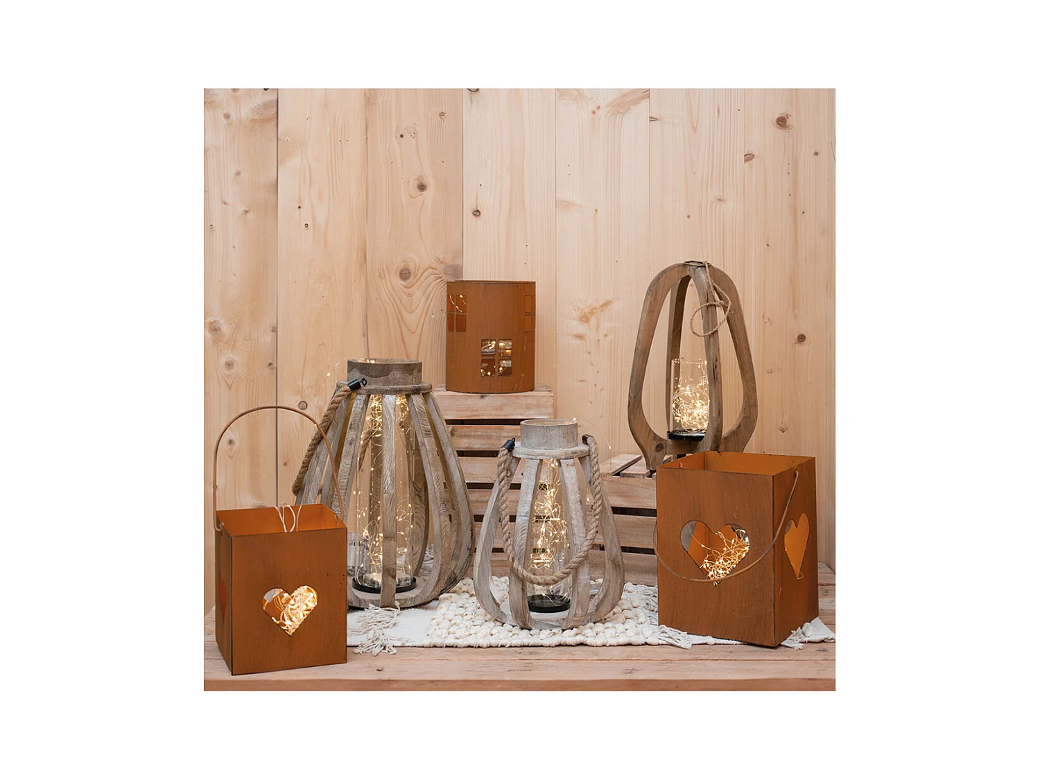 Lanterne en bois et en verre Ovalia