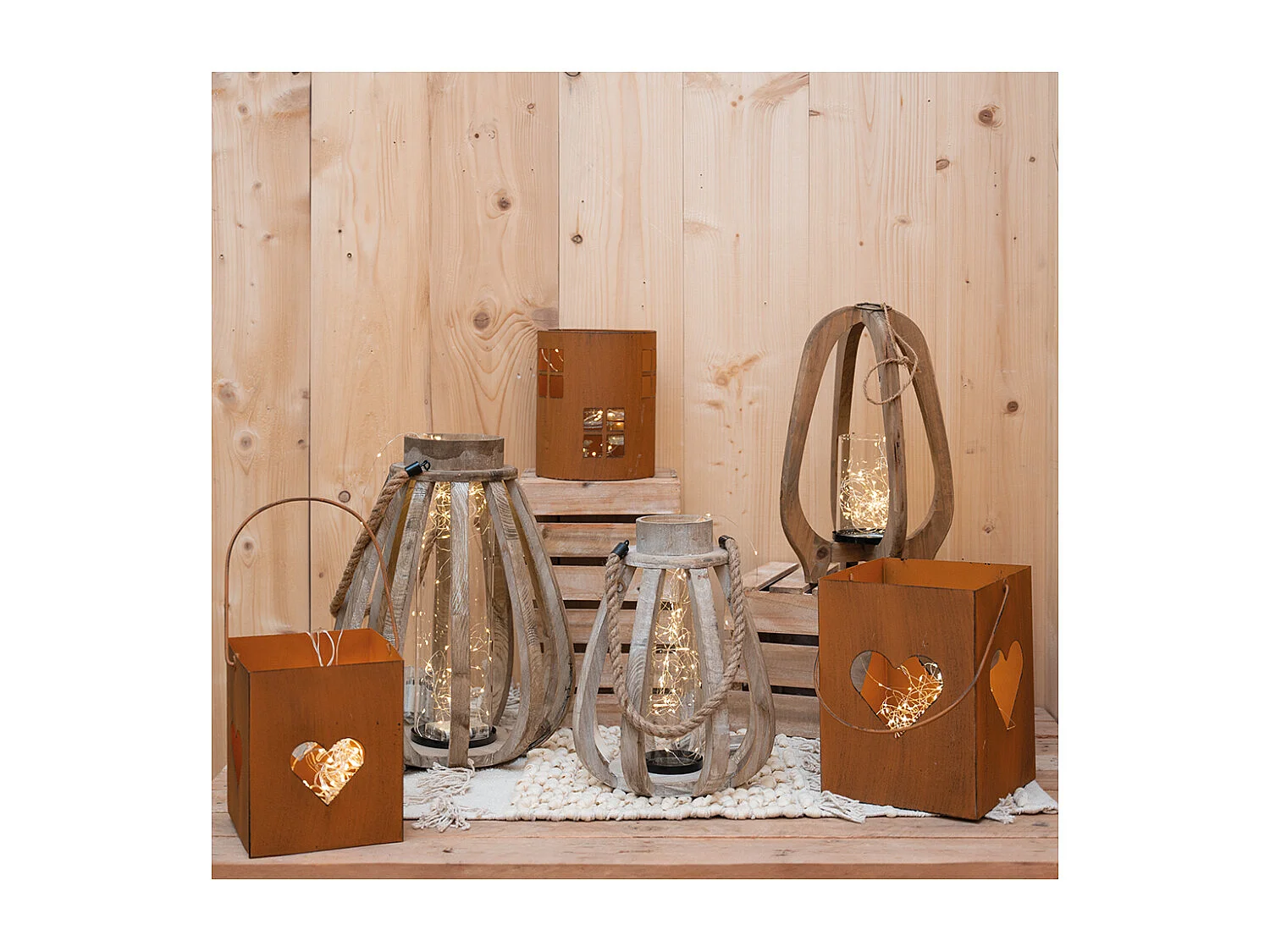 Lanterne en bois et en verre Ovalia