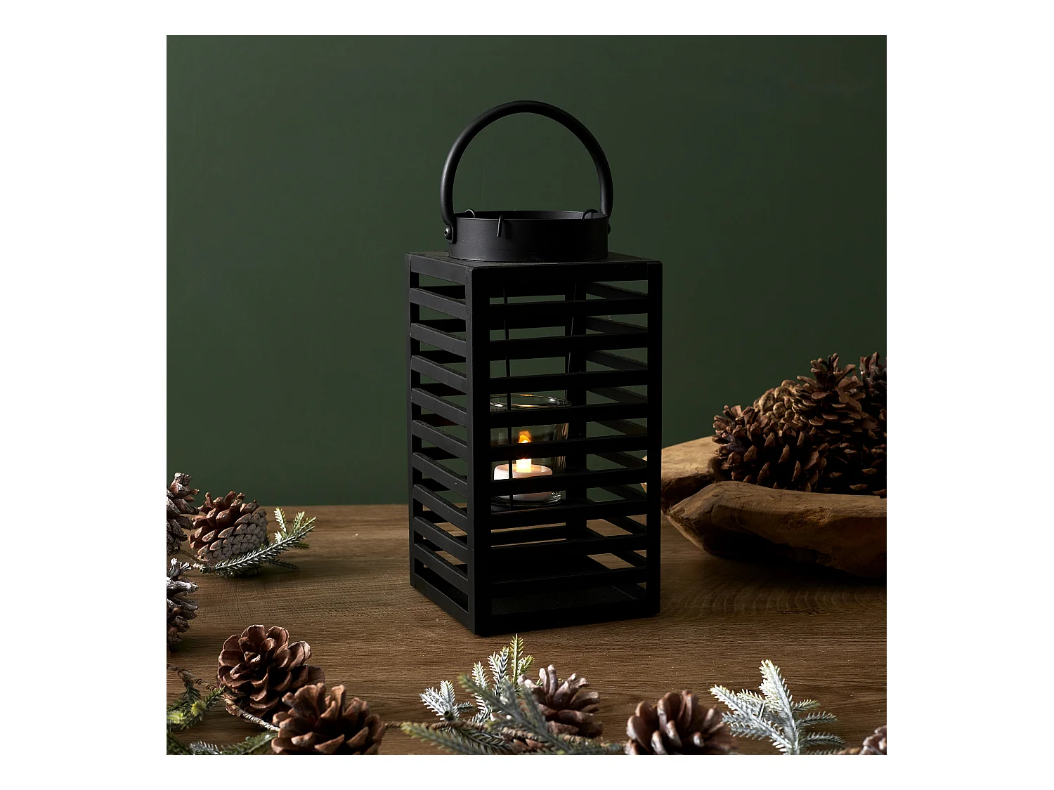 Lanterne En Metal Noir Black Forest H24.5cm