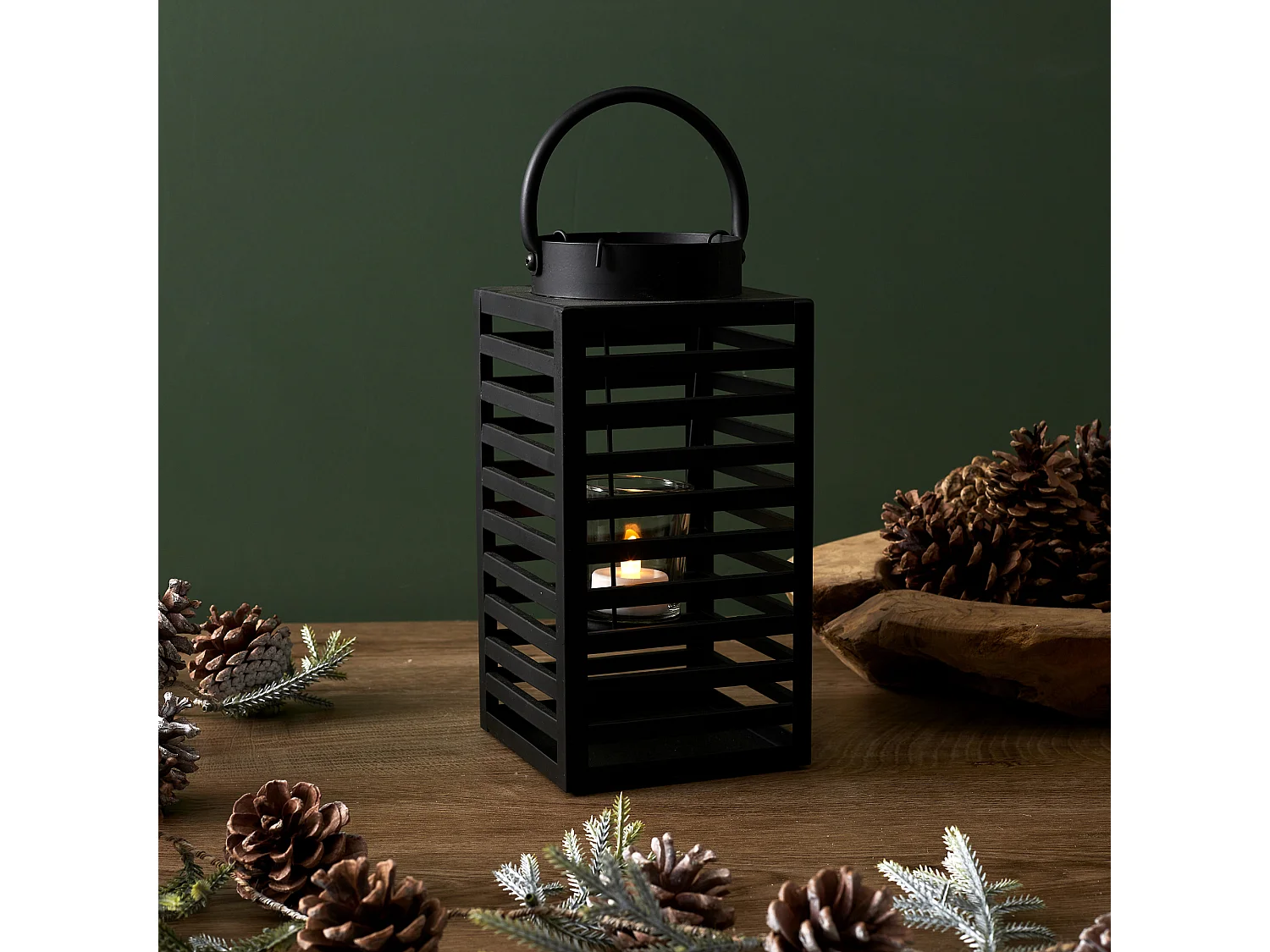 Lanterne En Metal Noir Black Forest H24.5cm