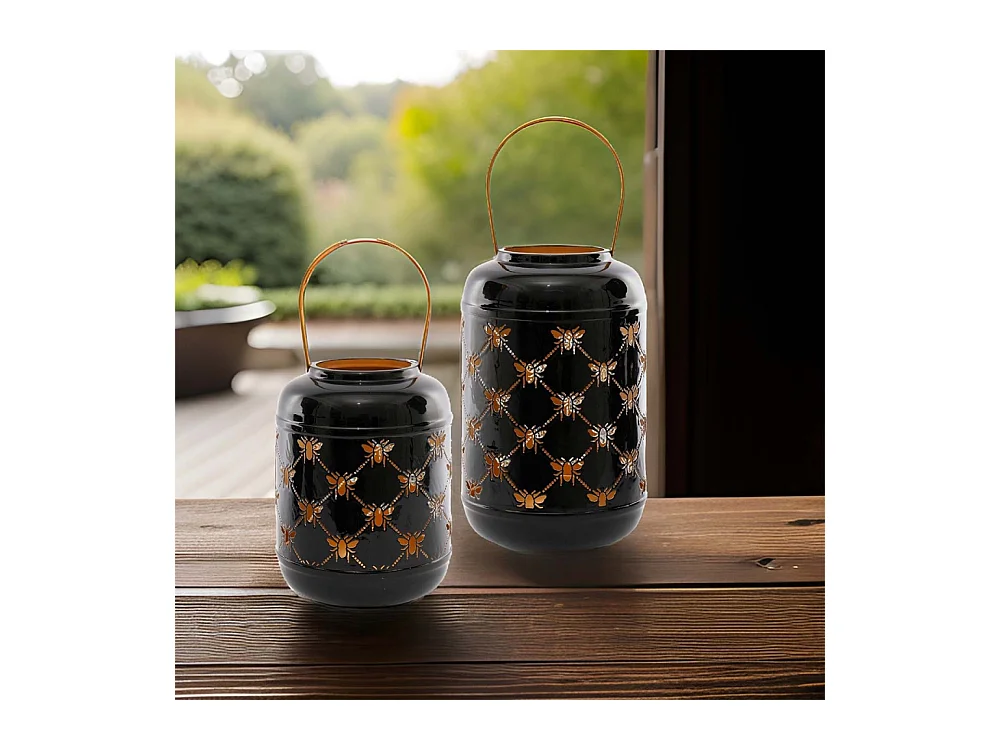 Farol redondo de metal calado Bee 20 x 32 cm