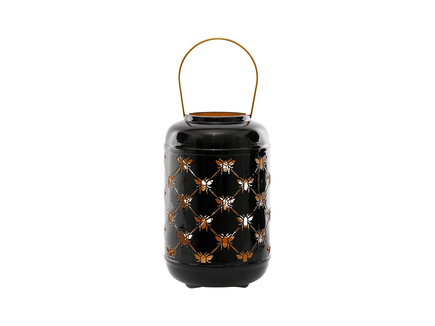 Lanterne ronde ajourée en métal Abeille 20 x 32 cm