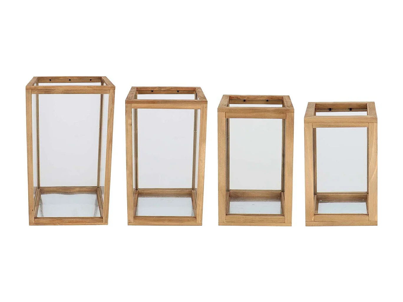 Lanternes en bois et verre (Lot de 4)