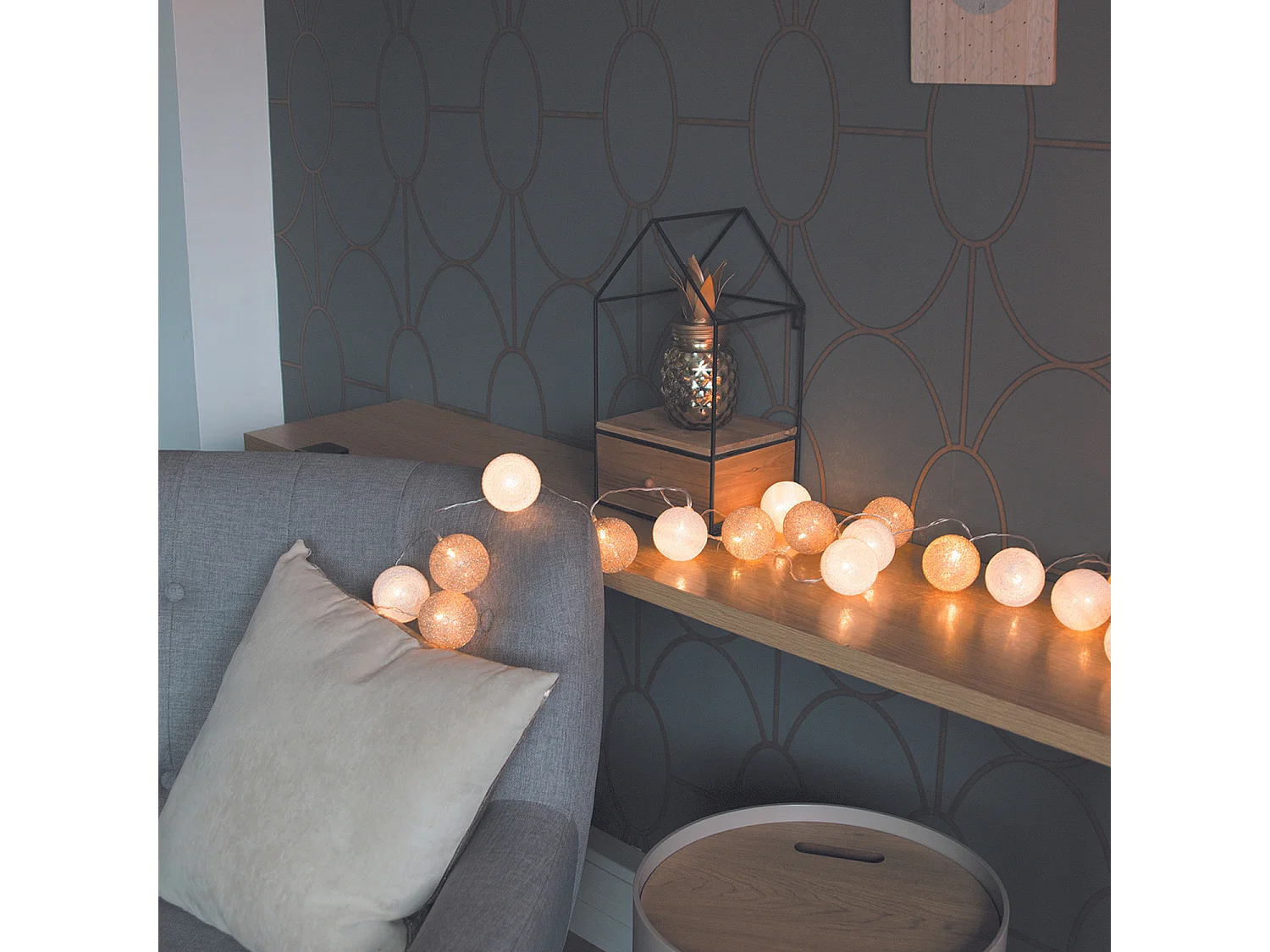 Guirlande Eucla Blanc, Beige, Or