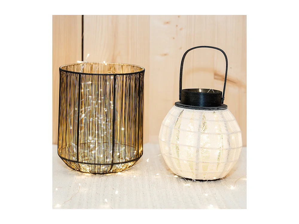 Lanterne ronde en bois et coton Rond