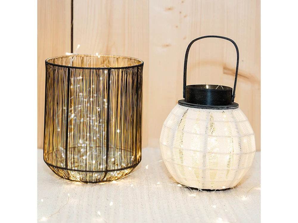 Lanterne ronde en bois et coton Rond