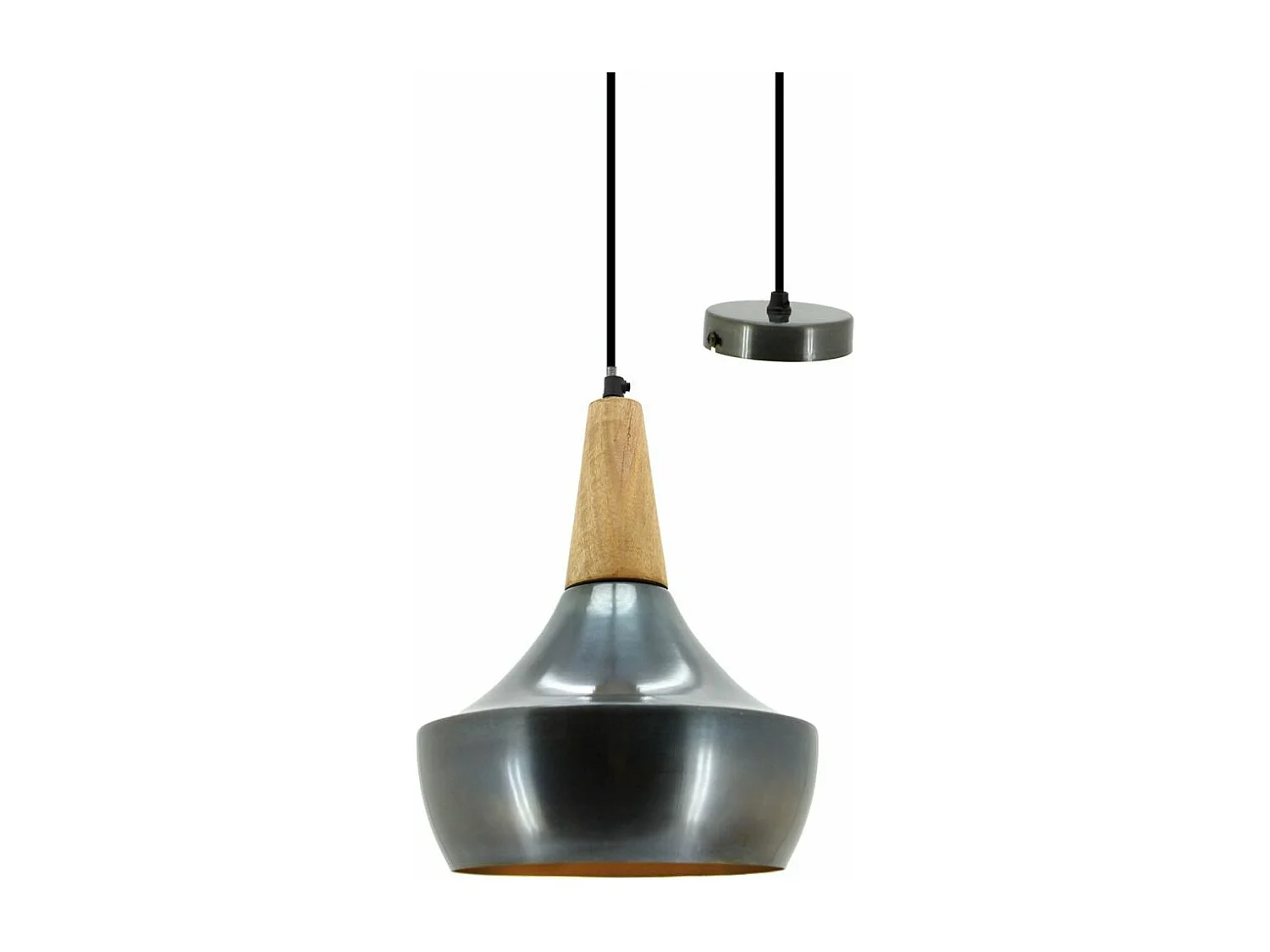 Suspension en métal et bois Vintage Gris bleu