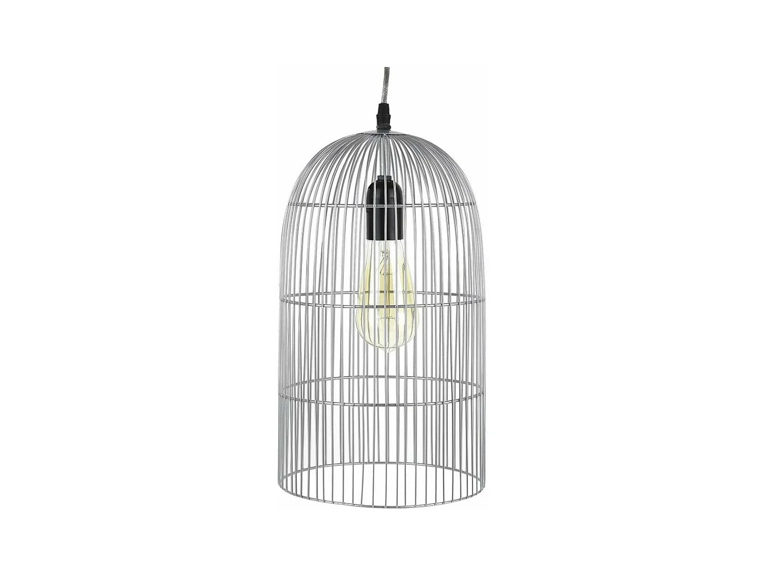 Lampe Suspension "Haute Cage" 38cm Argent