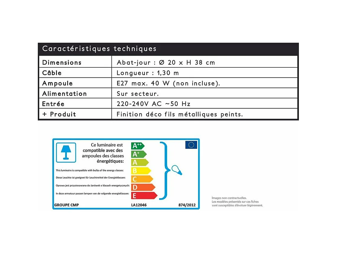 Lampe Suspension "Haute Cage" 38cm Argent
