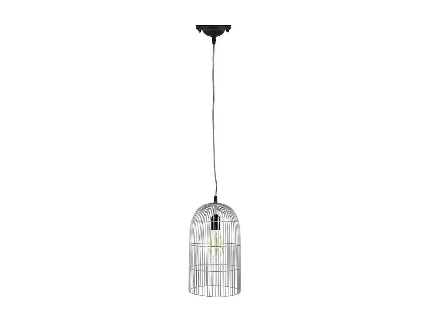 Lampe Suspension "Haute Cage" 38cm Argent
