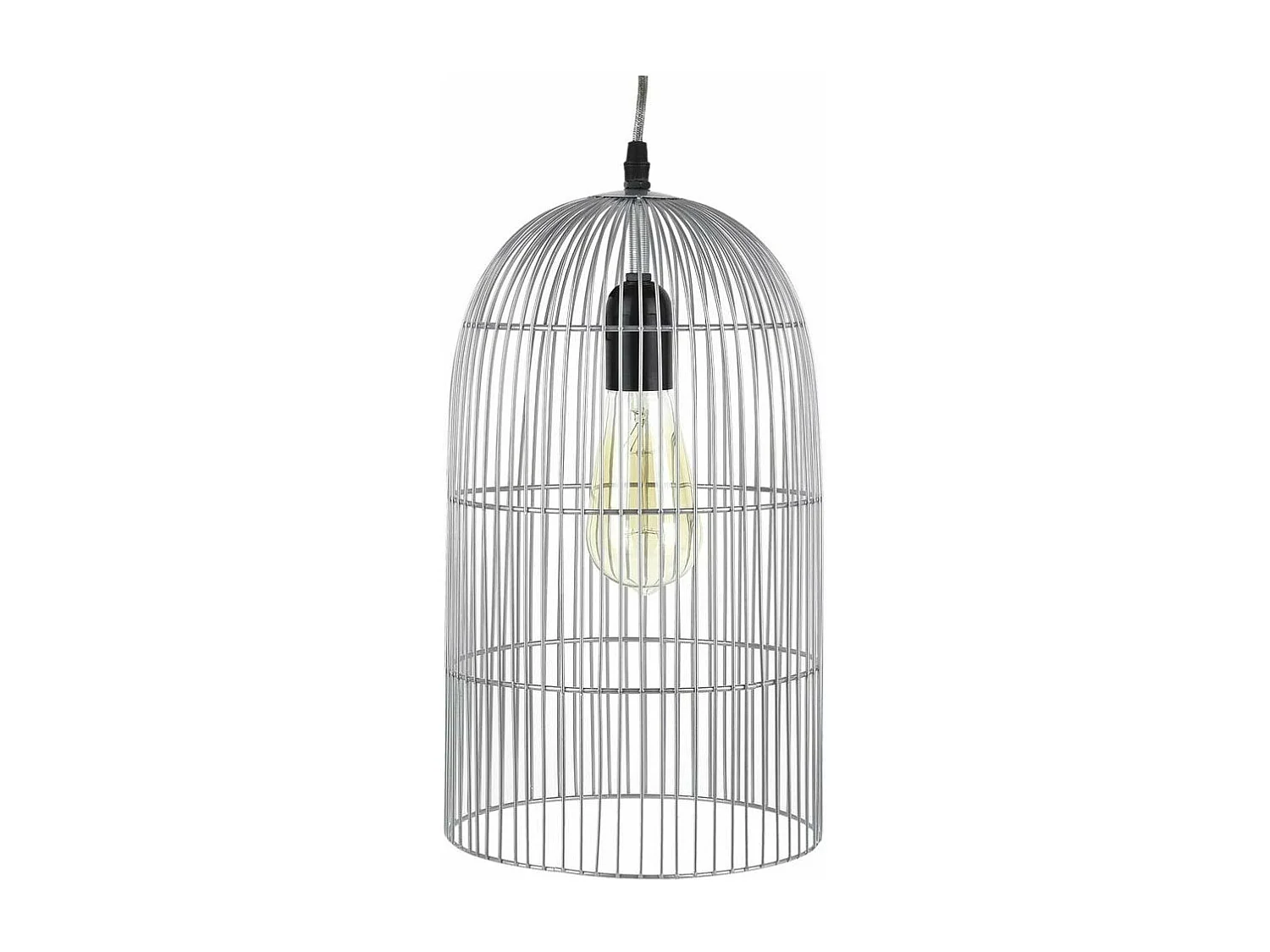 Lampe Suspension "Haute Cage" 38cm Argent