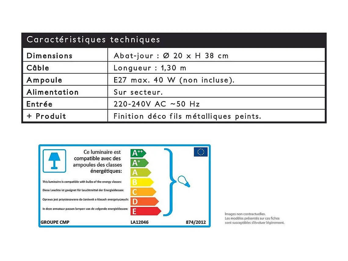 Lampe Suspension "Haute Cage" 38cm Argent
