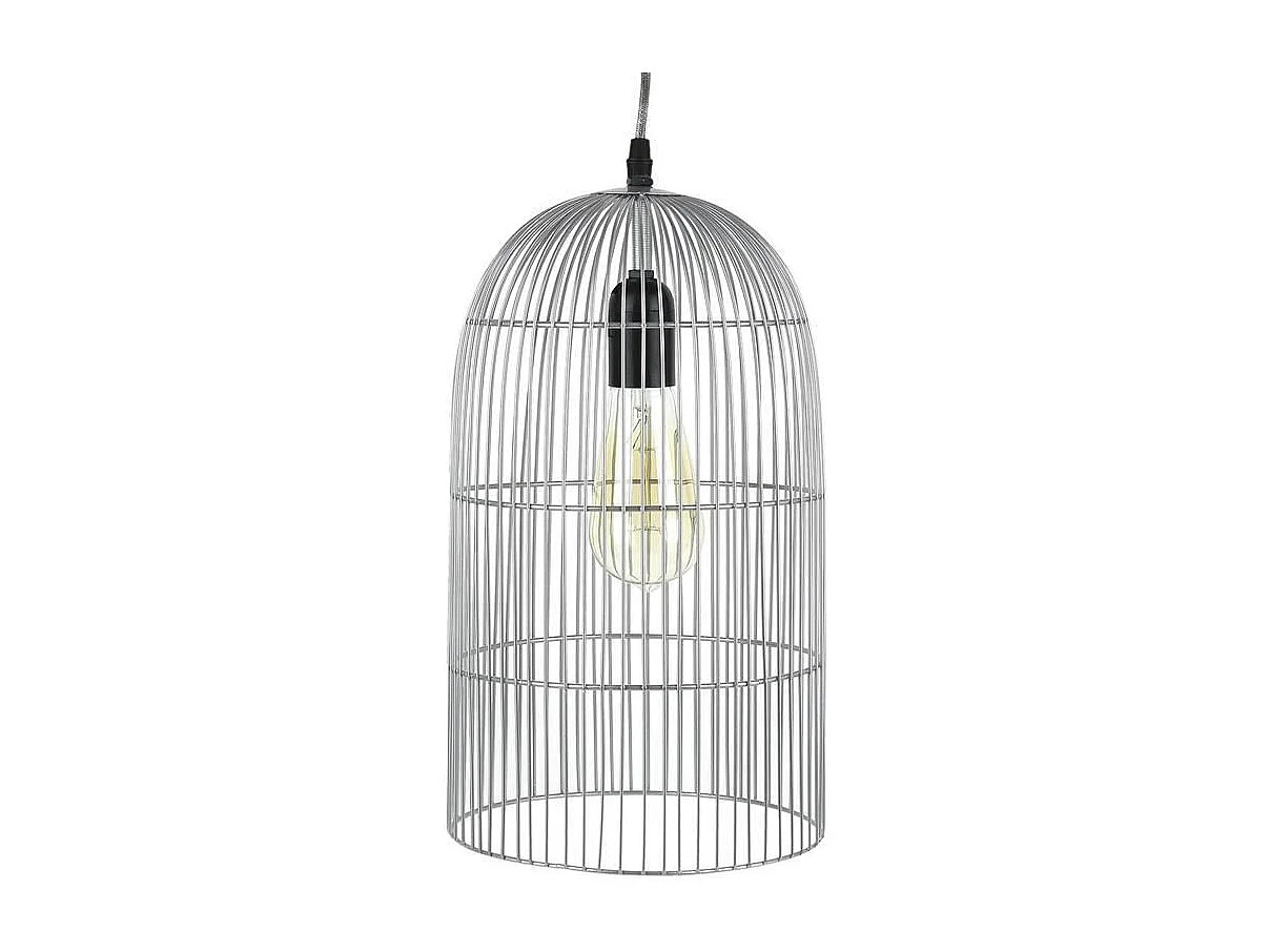 Lampe Suspension "Haute Cage" 38cm Argent
