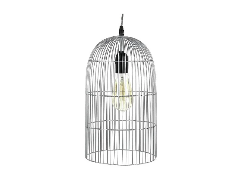 Lampe Suspension "Haute Cage" 38cm Argent