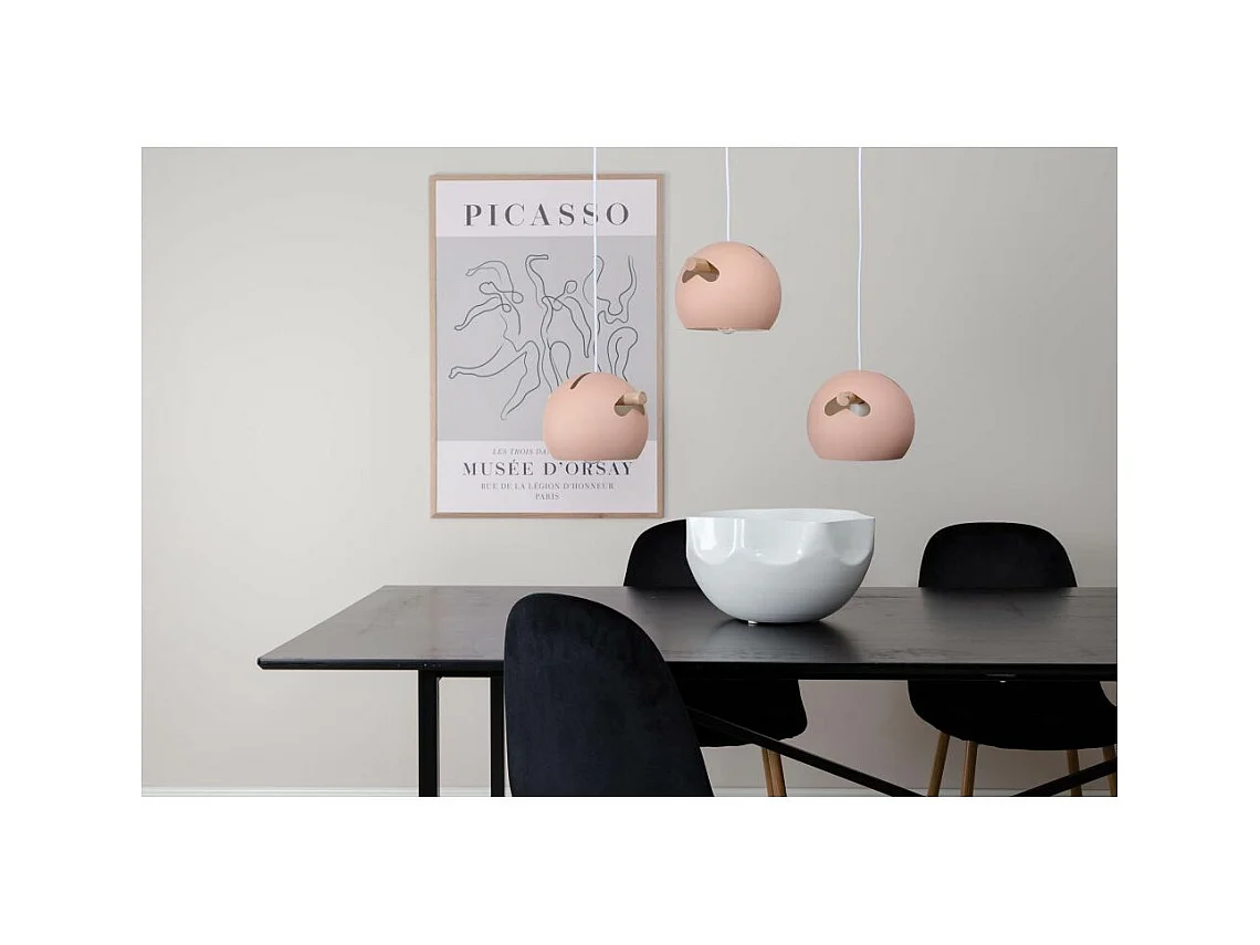Lampe Suspension Design 3 Lampes "Tubbie" 73cm Rose Poudré