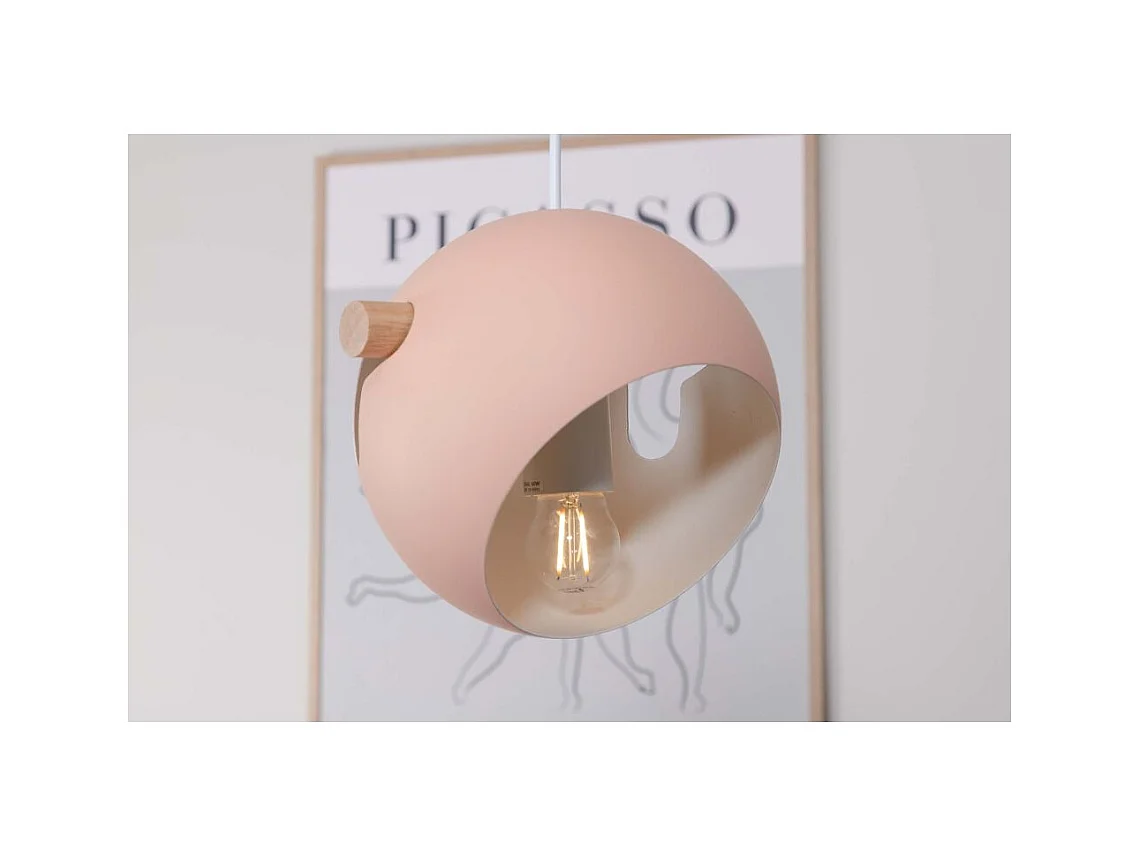 Lampe Suspension Design 3 Lampes "Tubbie" 73cm Rose Poudré