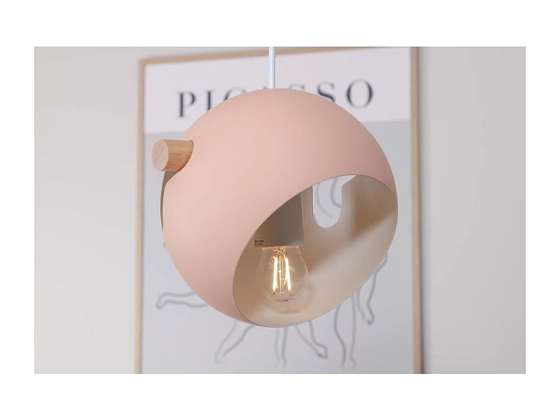 Lampe Suspension Design 3 Lampes "Tubbie" 73cm Rose Poudré