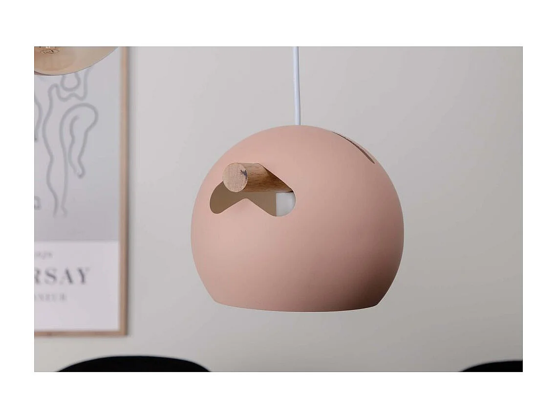 Lampe Suspension Design 3 Lampes "Tubbie" 73cm Rose Poudré