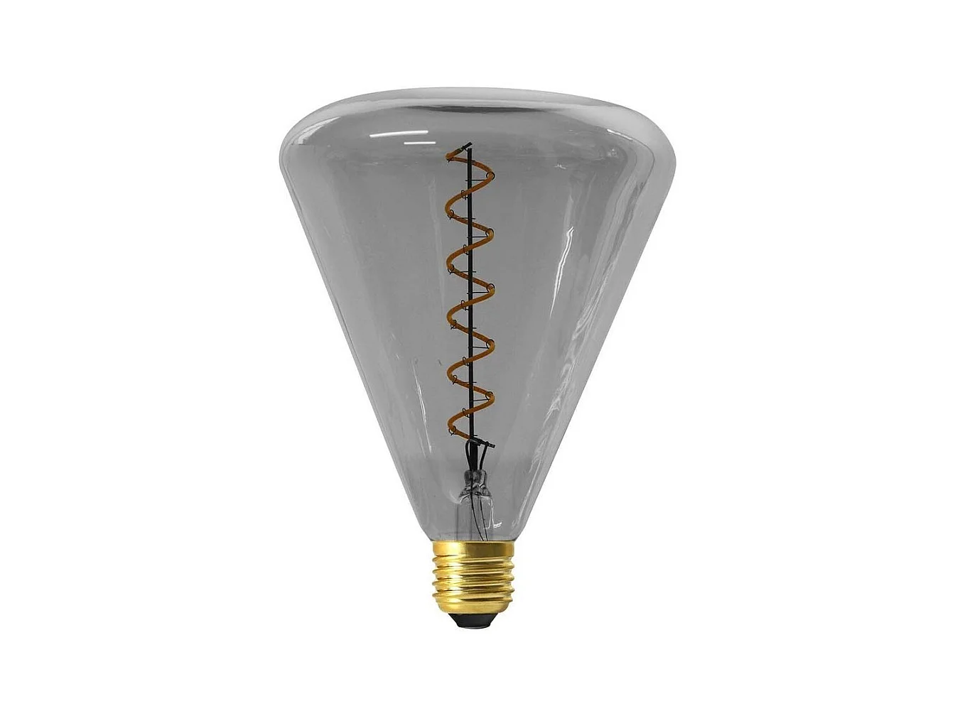 Ampoule pyramide LED spirale teinté gris 19 cm