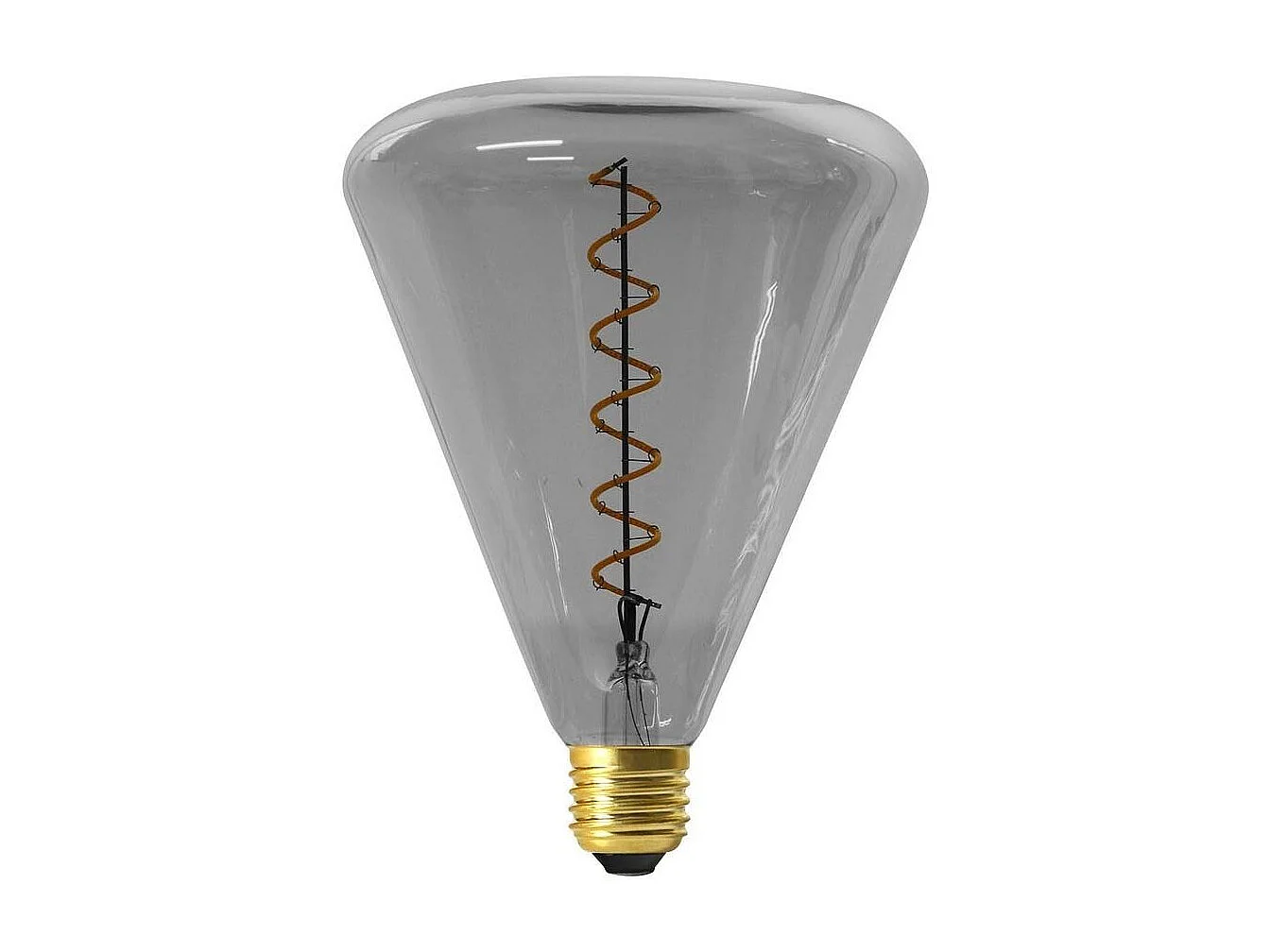 Ampoule pyramide LED spirale teinté gris 19 cm