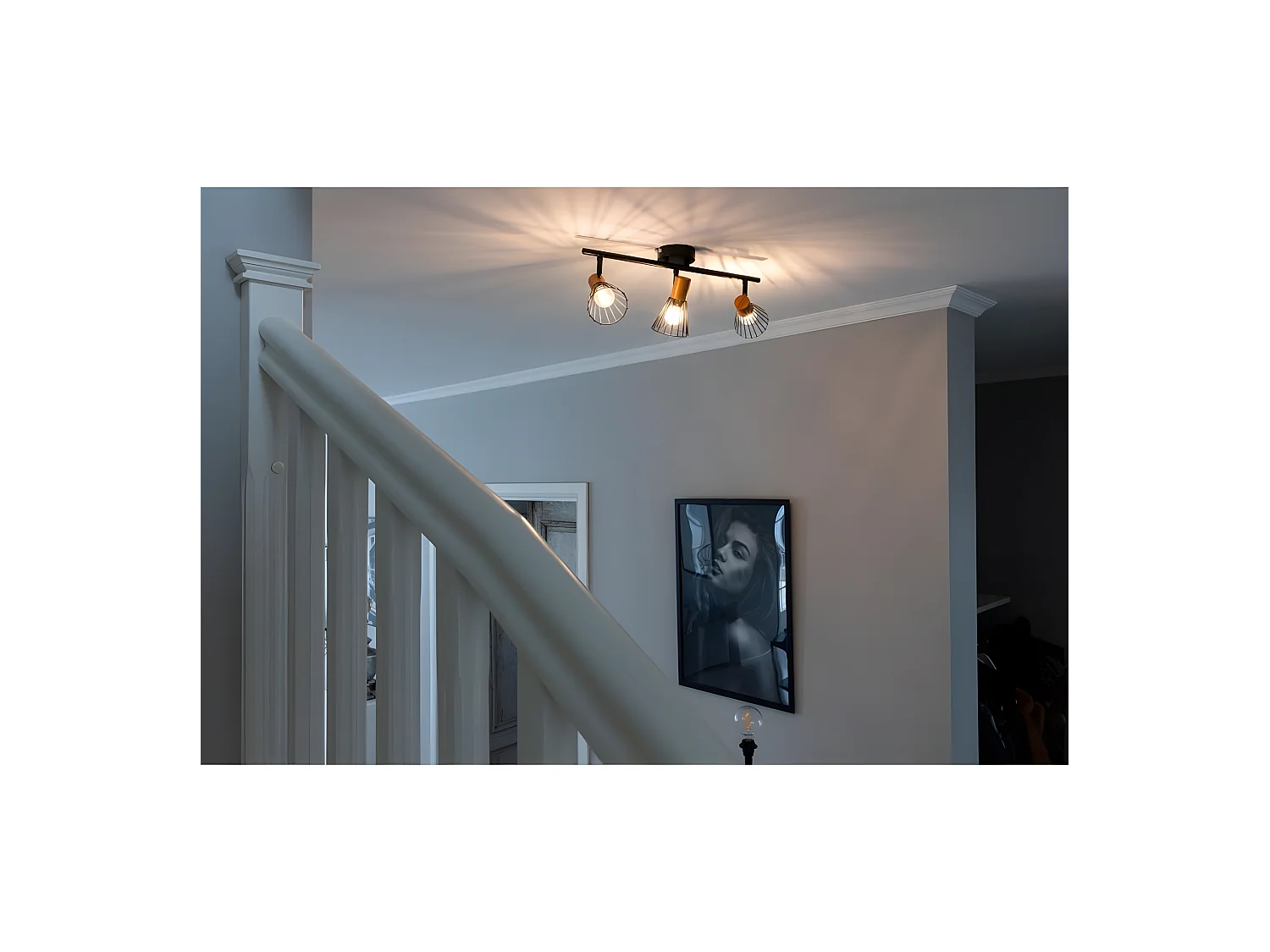 Atticus verlichting wandlamp 48,5x16,5x15cm staal zwart, hout.