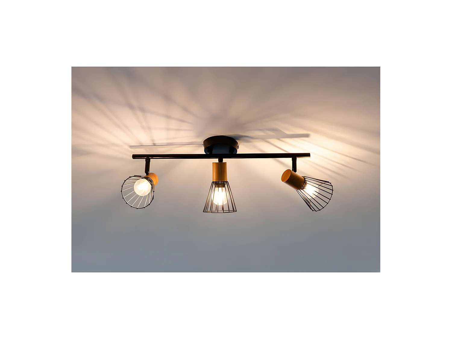 Atticus verlichting wandlamp 48,5x16,5x15cm staal zwart, hout.