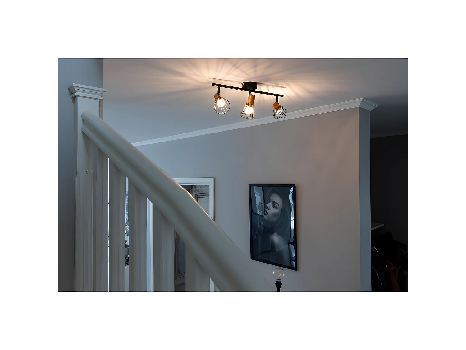 Atticus verlichting wandlamp 48,5x16,5x15cm staal zwart, hout.