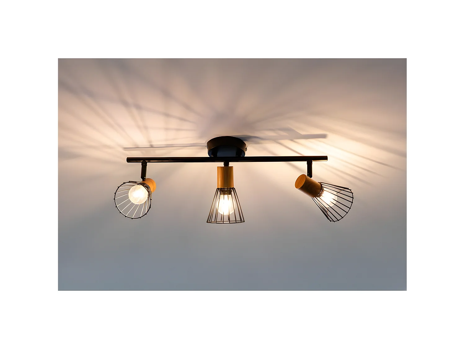 Atticus verlichting wandlamp 48,5x16,5x15cm staal zwart, hout.