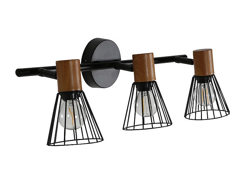 Atticus verlichting wandlamp 48,5x16,5x15cm staal zwart, hout.