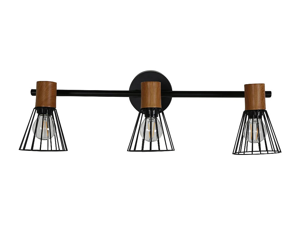 Atticus verlichting wandlamp 48,5x16,5x15cm staal zwart, hout.