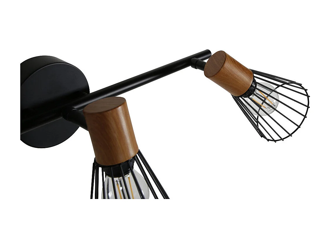 Atticus verlichting wandlamp 48,5x16,5x15cm staal zwart, hout.