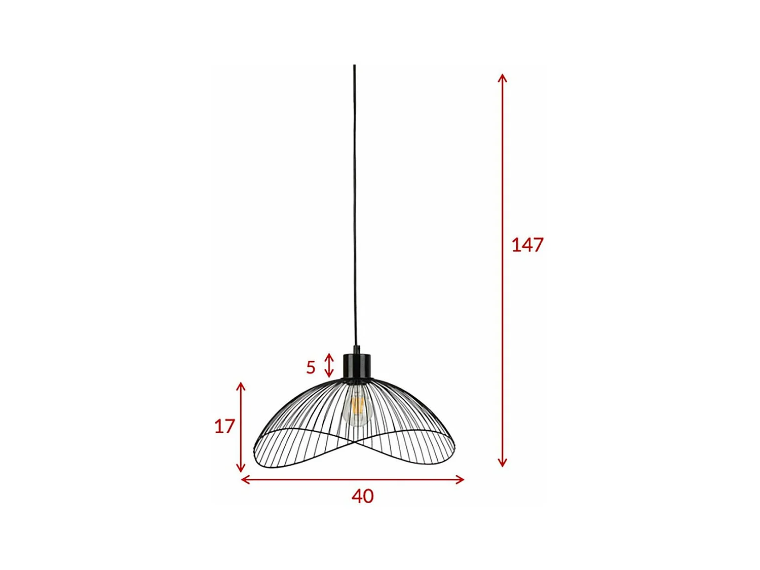 Lampe Suspension Design "Elsa" 40cm Noir